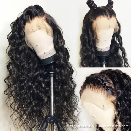 wholesale swiss lace high quality lace front wig all color cuticle aligned brazlian hair wig water wave frontal wig